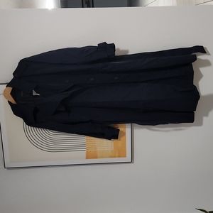 Cotton Twill Trench Color Preppy Navy